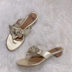 Sofft Gold Sandals with Floral Accent